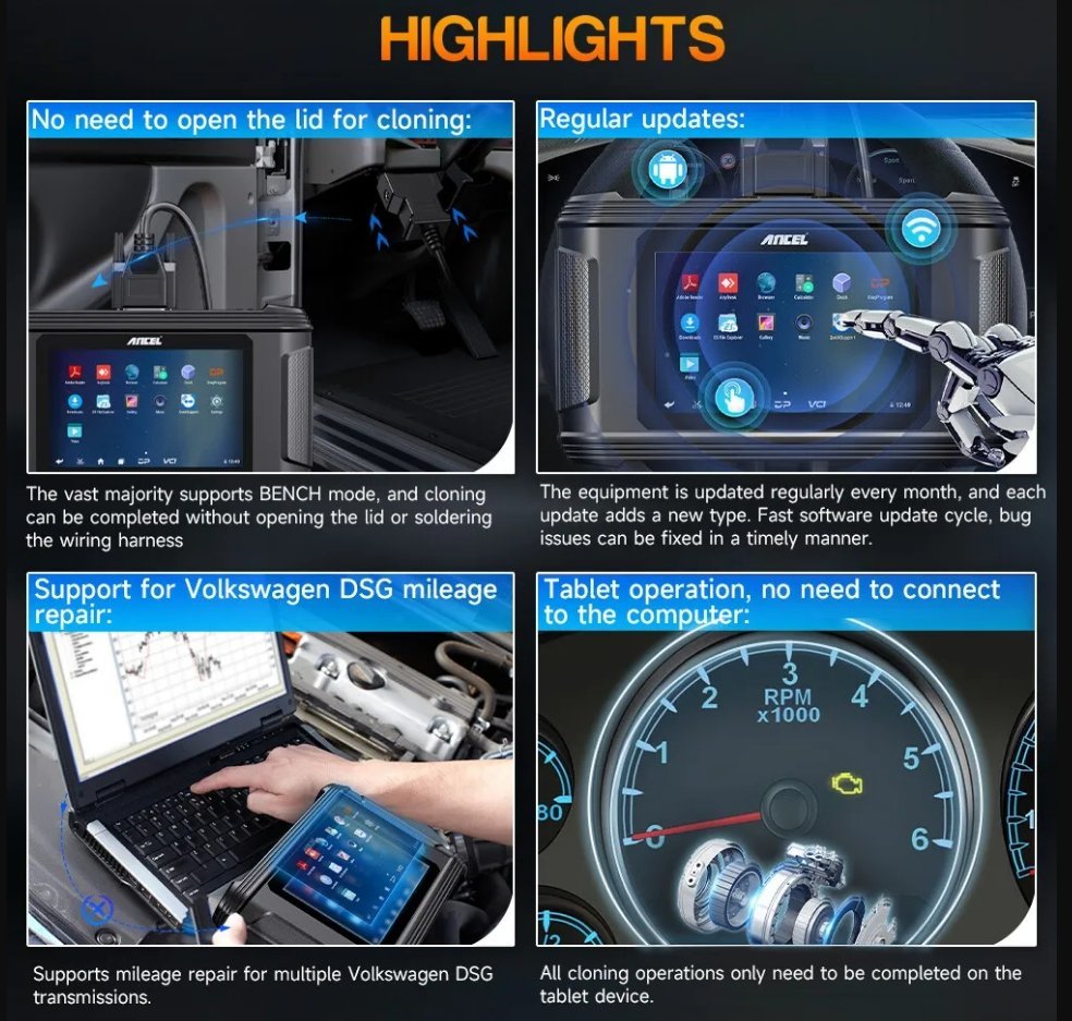 ANCEL EC500 Automotive ECM ECU Flashing Cloning Reset Car Initialization Tool - Image 9